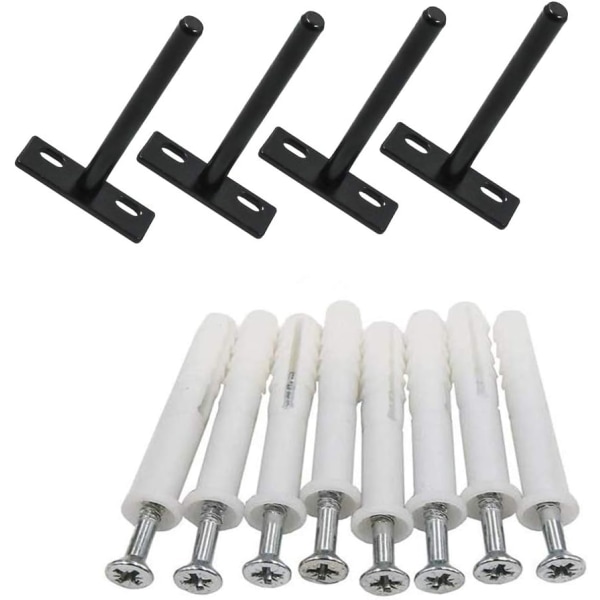 Flytande hyllkonsoler 4 st 10 mm väggkonsol osynlig konsol dolda hyllkonsoler med 8 st skruvar och 8 st expansionsrör