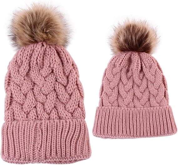 2-pack mössa mamma-bebis matchande mössa vintervärmare