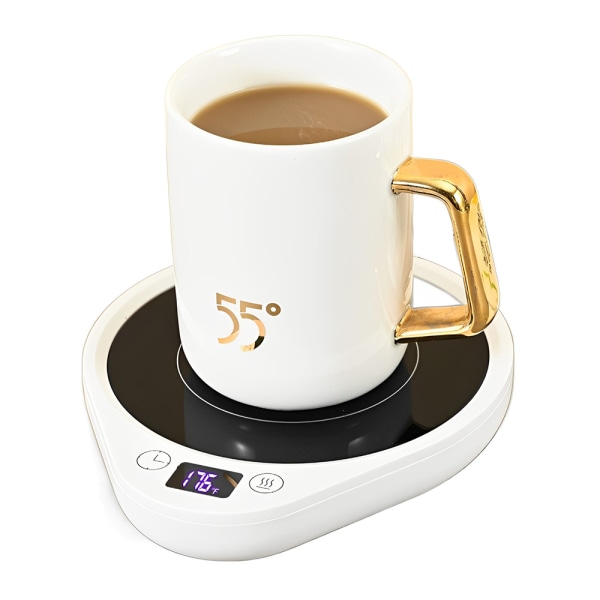 Elektrisk koppvärmare för kaffe med 3 temperaturinställningar, intelligent koppvärmare med automatisk avstängning, dryckesvärmare för te, kaffe, mjölk