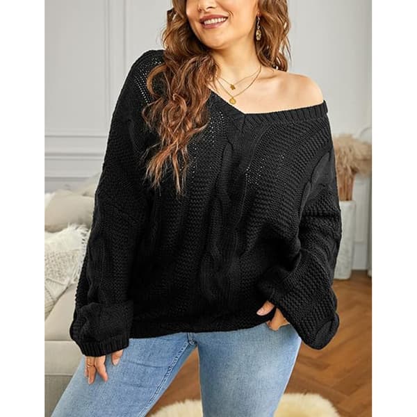 Strikket Pullover Dame Oversize Pullover Chunky Strik Vinter Pullover Strikket Jumper Sweater Casual Overtøj Casual Elegant Ensfarvet (L)