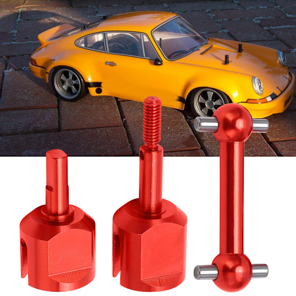 Framaxel i aluminiumlegering, lättviktskoppling, drivaxelset med anslutningskoppar för Tamiya TT02 RC-bil, röd