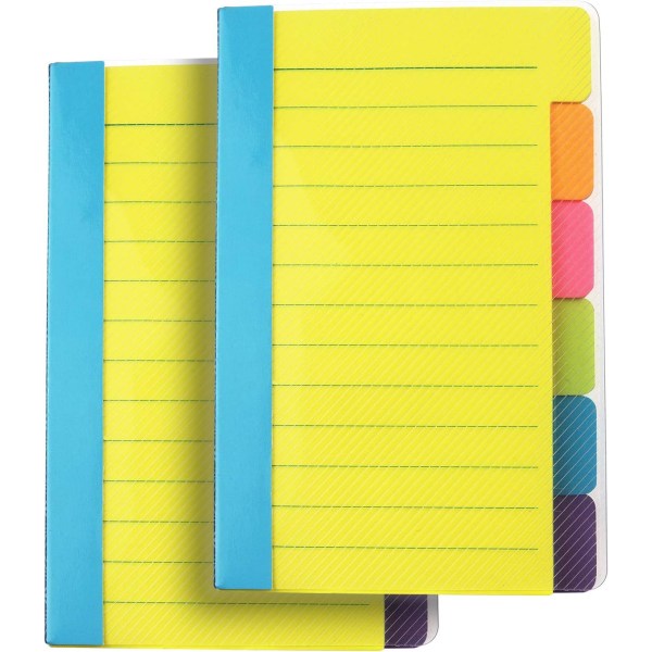 Kontorsmaterial Sticky Notes Divider Sticky Notes Tabs, Tabbed Self-Stick Lined Bright Colors Note Pad, Skolmaterial 2 st 120 Index Notes