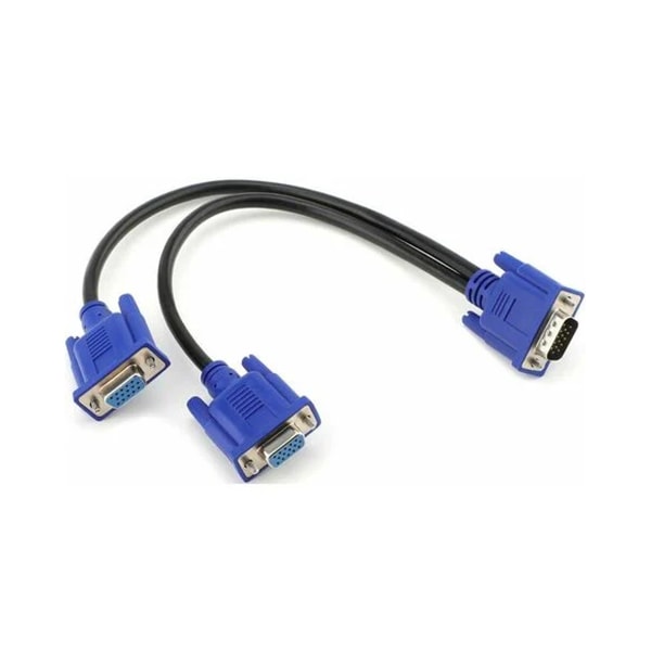 VGA-splitterkabel med dubbla skärmar, VGA Y-kabel, 1 hane till 2 hon-omvandlare, videoadapterkabel för skärmduplicering, VGA-anslutningskabel 1 till 2 hanar