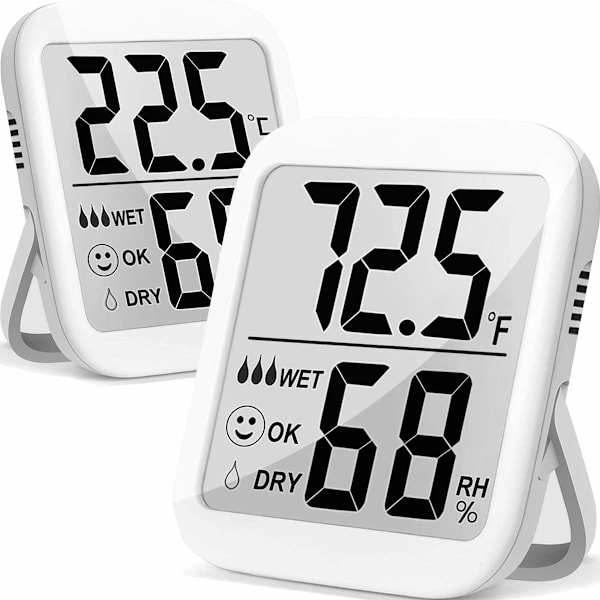 Rumstermometer med dubbla sensorer, inomhus hygrometer för realtidsövervakning Brett mätområde och hög precision för sovrum, reptilmiljöer