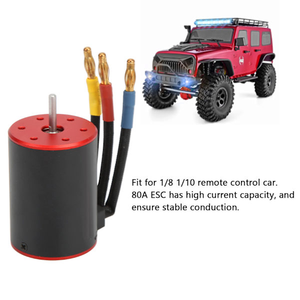 Vattentät borstlös ESC elektrisk regulator med 3900KV motorprogramkort 4 mm bananplugg hållare för 1/8 1/10 RC bil