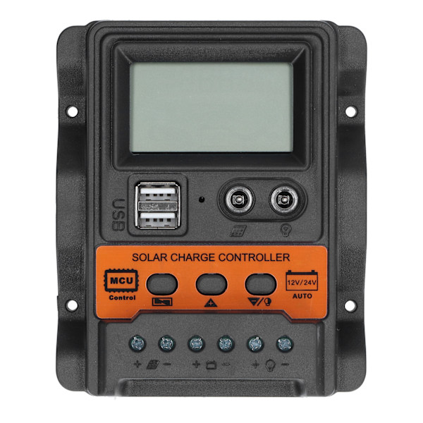 Solcellsladdningsregulator LCD-display Dubbla USB DC 12V‑24V Urladdningskontrollregulator 30A