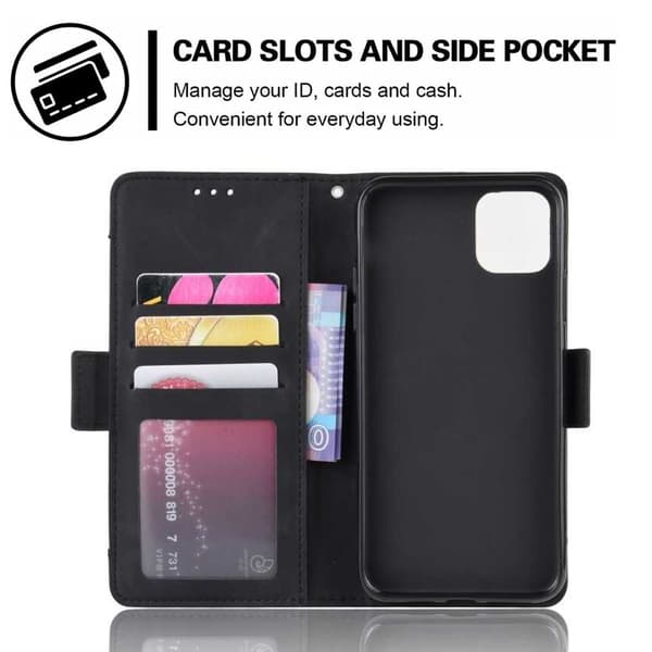 iPhone 13 Mini Wallet Case PU Læder 6-SLOT Winston V3 Sort