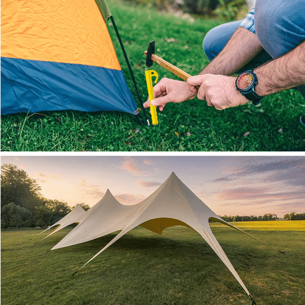 Oppblåsbare pluggfester, teltplugg i plast for hagedekorasjonstilbehør og camping