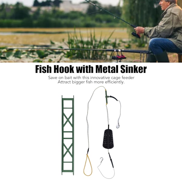Fiske krok stark kraft bit bur effektiv havsfisk krok med metallsänke för karp 40g / 1.4oz