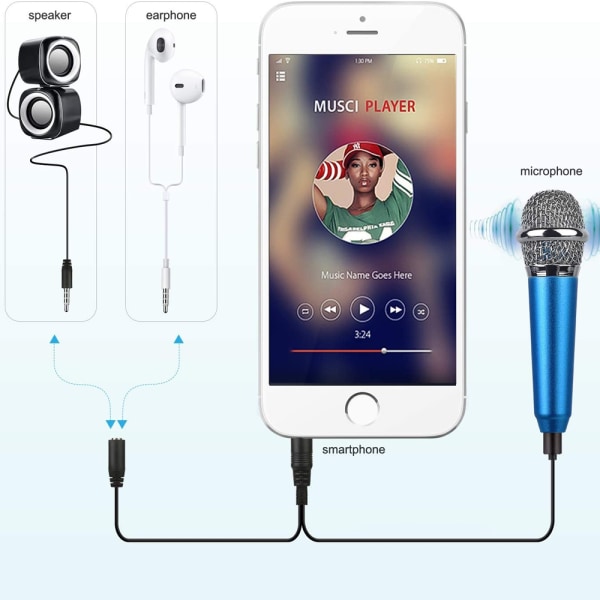 Mini bärbar sång/instrumentmikrofon för mobiltelefon