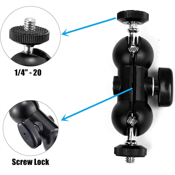 Kullederarm Super Clamp Mount Multifunktions Dubbel Kulledapter