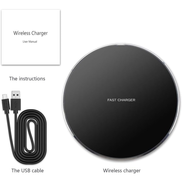 Trådlös laddare 10W Qi trådlös laddning Kompatibel med iPhone 11/11Pro/11Pro Max/Xs Max/XS/XR/X/8 Plus, kompatibel med Galaxy S9/S9+/S8/S8+ 5W