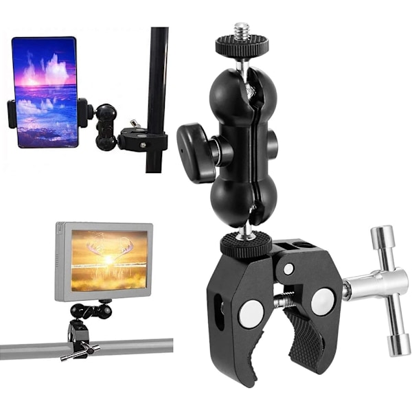 Kullederarm Super Clamp Mount Multifunktions Dubbel Kulledapter