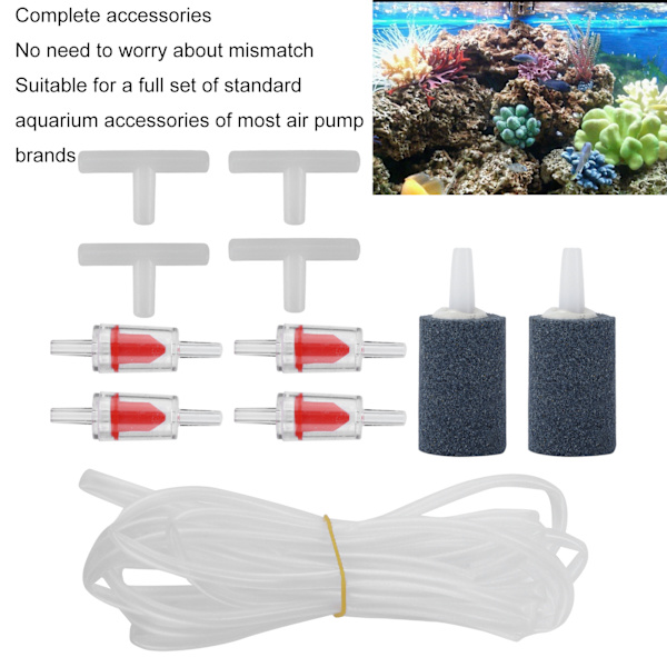 Akvarie Luftpump Tillbehör Luftpump Kopplingar Kit med Backventiler Luftstenar Vattenrör