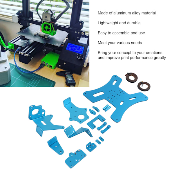36-dels Set 3D-skrivarplatta Aluminiumplatta Aluminiumlegeringsplatta Skruvar Axlar Bälte 3D-skrivaruppgraderingskit för Ender 3 Pro