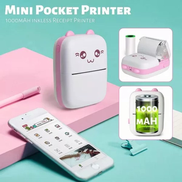 Mini trådlös termisk skrivare med Bluetooth iOS Android