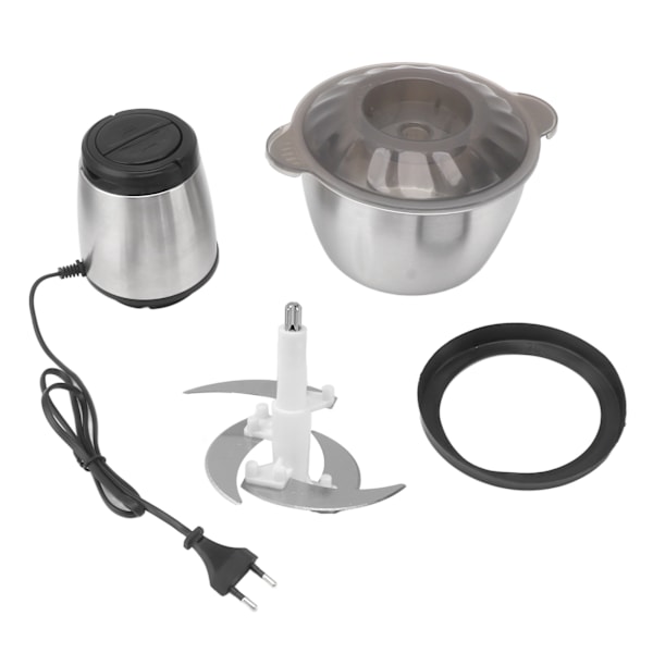 Rostfritt stål 2L elektrisk köttkvarn 8000RPM 200W Multifunktionell Mini elektrisk mathackare EU-kontakt 220V