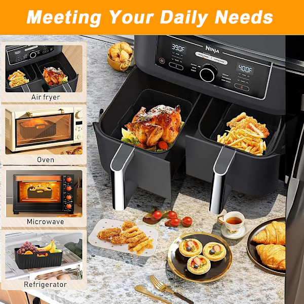 Tillbehör för dubbla korgar fritöser, set om 9 passar för Dual Air Fryer AF451UK AF500UK