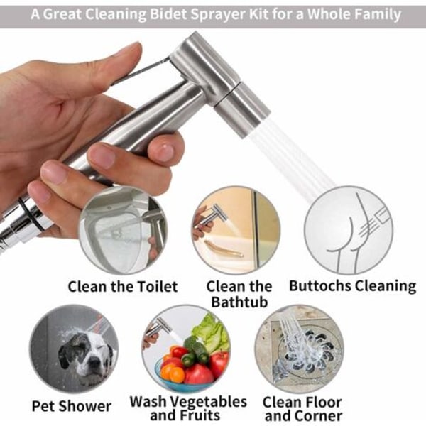 Toalett Bidet Spray i Rostfritt Stål, Bidet Toalett Spray Set, Rostfri Bärbar Handdusch Bidet Sprayer, Toalett Dusch Bidet Toalett Intimhygien
