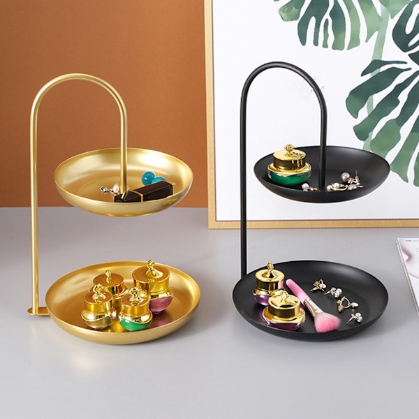 Modern Fruktkorgställning, Lättmonterad Tvåvånings Dessertbricka Med Stor Kapacitet, Smyckeshållare Organizer För Ditt Sminkbord, Stabil
