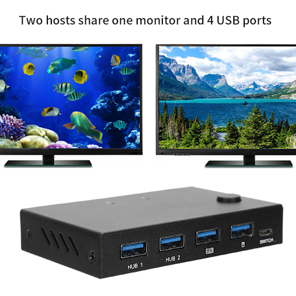 Effektiv USB-switch för två datorer, stabil överföring & dataöverföring, Plug and Play, öka arbetseffektiviteten för kontor och hemmabruk, flera