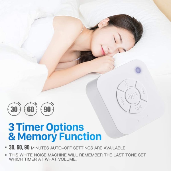 White Noise Machine Sleep Aid med 6 lugnande ljud och natt