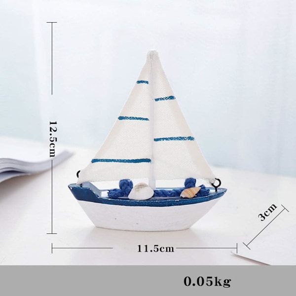Medelhavsinspirerad heminredning, Träsegelbåtsmodell - Nautisk festdekoration för strandtema rumsinredning, Perfekt för vardagsrum eller kontor