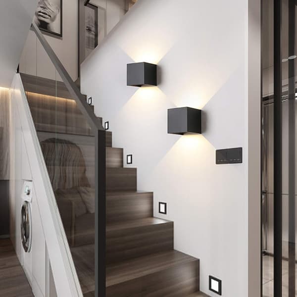 2 kpl LED sisä- ja ulkoseinävalaisin moderni ulkoseinävalaisin musta
