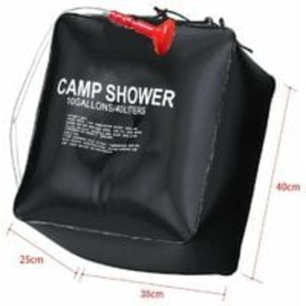 Solsduschpåse 40 liter camping, temperatur 45 °C vandring, klättring