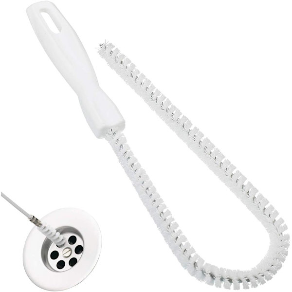 Böjbar rengöringsborste flexibel avloppsrengöringsborste/överflödesrengöringsborste/lång hårrengörare med nylon för rengöring av badrum, badkar, handfat och toalett 45 cm