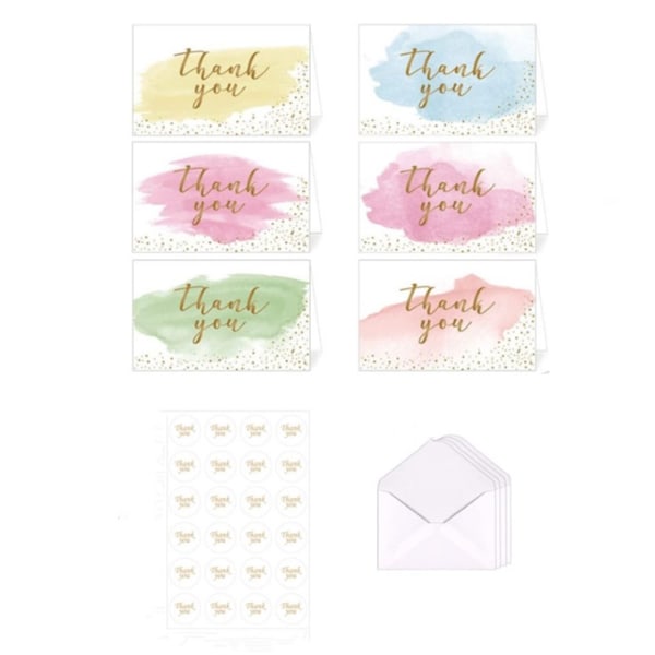 Tackkort, 12/24-pack med akvarelldesign, flerpack med kuvert, för födelsedag, bröllop, företag, mors dag, fars dag