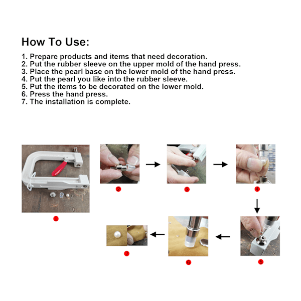 Pärlmonteringsmaskin Handgjorda pärlor Nitar Knappar DIY Dekorationstillbehör 6mm