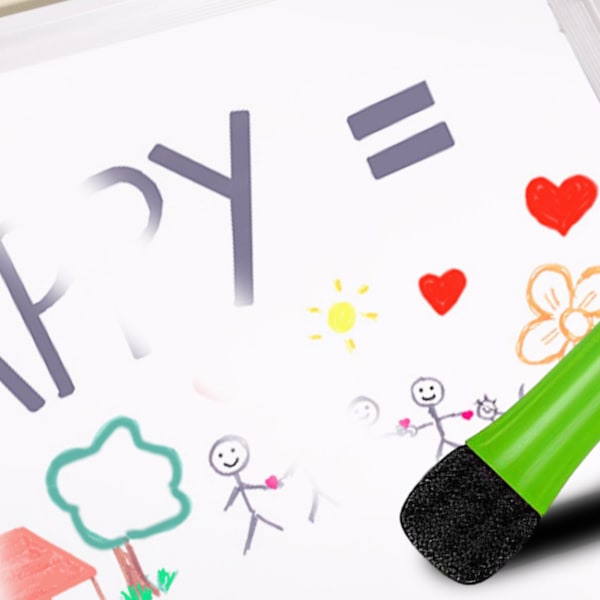 Whiteboard-markeringspenna, svamp whiteboard-penna, magnetisk whiteboard-svamp med penna, 2-i-1 pulver notebook-penna, 12 färger, torr torkning, lämplig för
