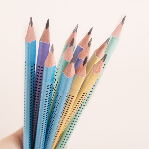 HB-pennuppsättning, 12 pennor med suddgummi, söt penna med 1 vässare, 1 suddgummi och 8 pennhållare för barns handstil och ritning