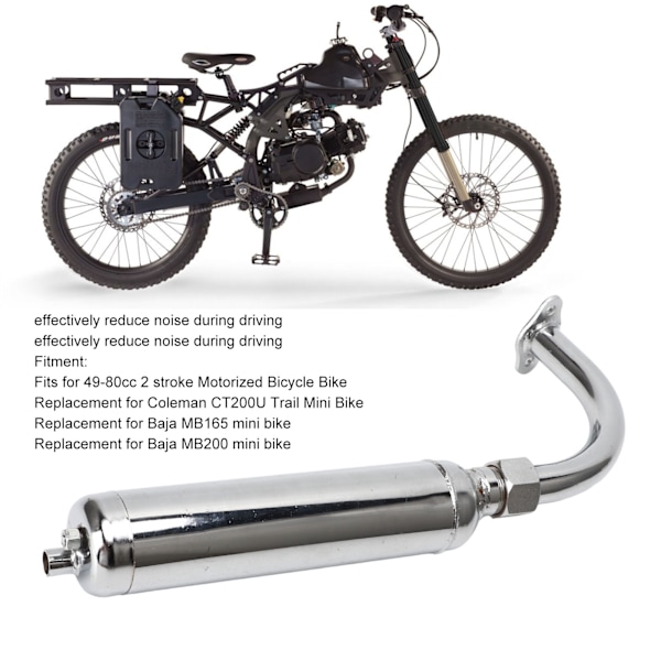 Avgasrör för Motoriserad Cykelmotor, Dämprör, Slutpipa för 49‑80cc 2-taktscykel