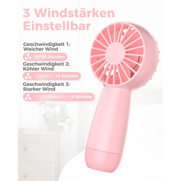 Håndventilator, bærbar mini USB-ventilator med 3 hastigheder
