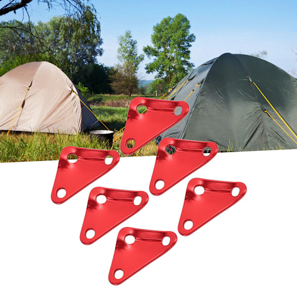 10 st triangulära tältlinjespännare i aluminiumlegering, ultralätta, starka paracordspännare, repsjusterare för camping, röd