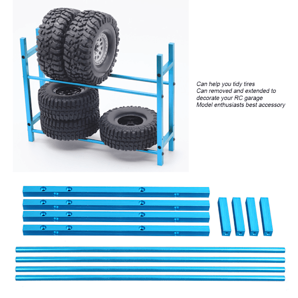 1,9 tums simuleringshjulnav däckhylla däckförvaringsställ för TRX4/SCX10 1/10 RC bilBlå