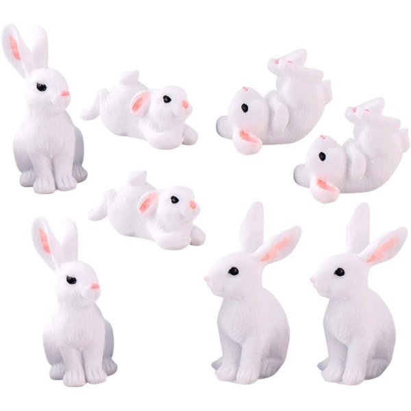 8st Miniatyr kaninfigurer Fairy Garden Kaninfigurer Påsktårta Toppers Mini Bunny Figurer Leksaker Diverse stilar