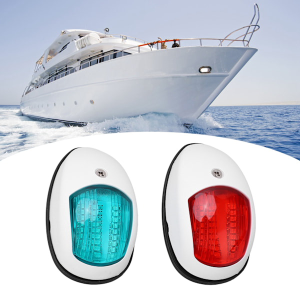 2 st IP66 Marin Seglingssignal Ljus DC 12V 3W LED Navigationslampa Röd Grön Ljus för Yachter BåtVit