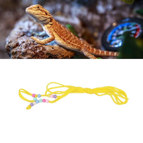 Reptil dragkedja säker justerbar pärlor design smådjur dragrep för ödla marsvin hamster gul