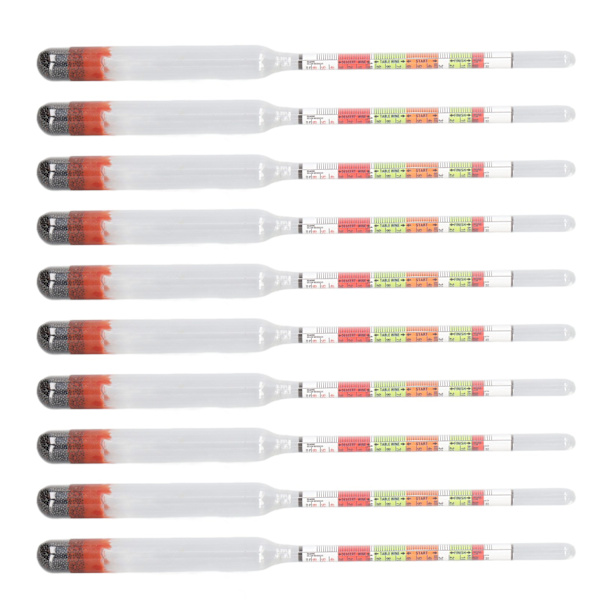 10 st Hydrometer Glas Trippel Skala Öl Testare Vinmätare Mätverktyg Set Kit för Hemmet