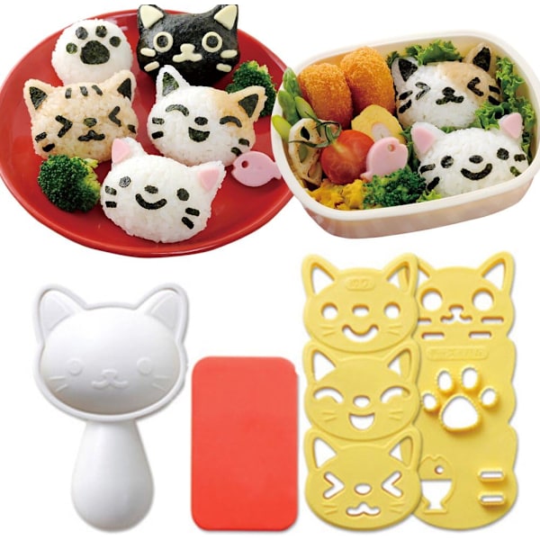 Söt Kattformad Onigiri Form, Återanvändbar Lättviktig Risbollsform För Rolig Bento Dekoration, Perfekt För Att Skapa Panda-Formade Risbollar Idealisk För