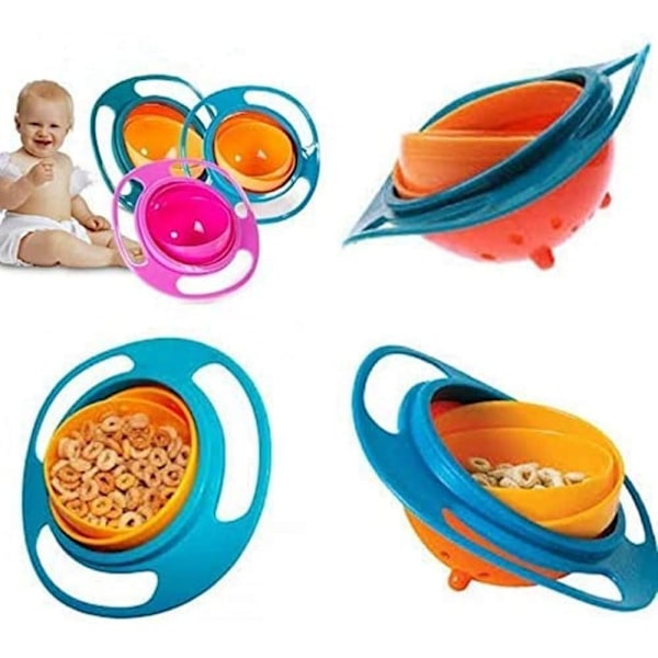 Gyroskopisk Roterande Skål för Barn, 360 Graders Rotation Spillresistent Design, Rolig och Engagerande BPA-fri Snacks Skål med Lock