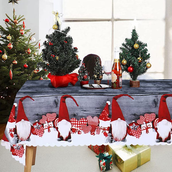 Julduk, 180 x 150 cm rektangulär lång julduk bordslöpare grå Xmas duk matsal duk, stor tvättbar