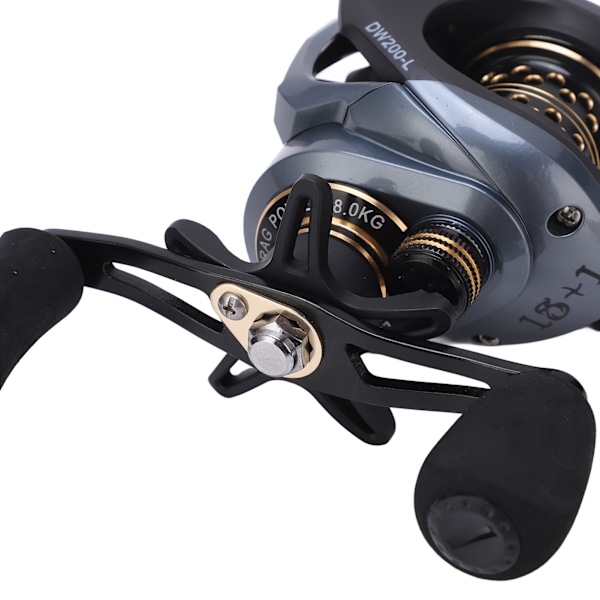 Baitcasting Rulle Fiske Rulle Hjul 7.2:1 Förhållande 18+1BB med Mikrotrådskopp Dubbla Bromssystem för Alla Vatten (Vänsterhänt)