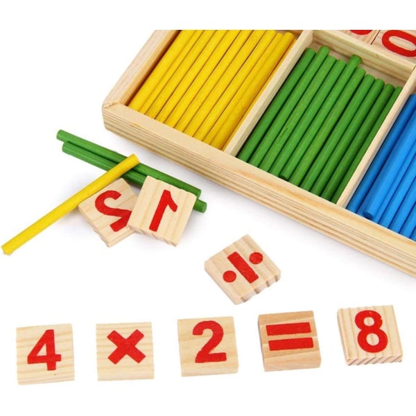 Montessori Math Toy Färgglada Miniräknare Stick trä siffror