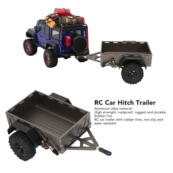 RC-bil släpvagn i aluminiumlegering med halkfria gummidäck, rostskyddad för Traxxas TRX4M 1/18 RC-bil Deep Titanium