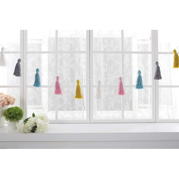 Distinkt Utseende Justerbara Tofsdekorationer, Livfulla Silkeslena Toffsar för DIY-projekt, Pastellfärger Inklusive Vit Grå Rosa Blå Gul, 2-pack