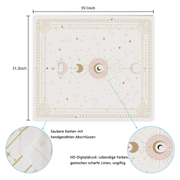 Månefaser Gobeläng Mystisk Konstellation Stjärnhimmel Tarotkort Väggbonad Estetisk Retro Astrologi Väggkonst för Sovrum Vardagsrum Beige